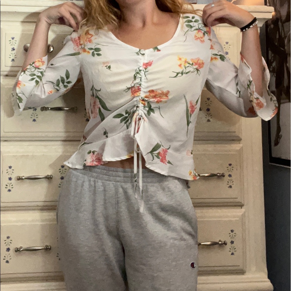 White Floral Blouse
